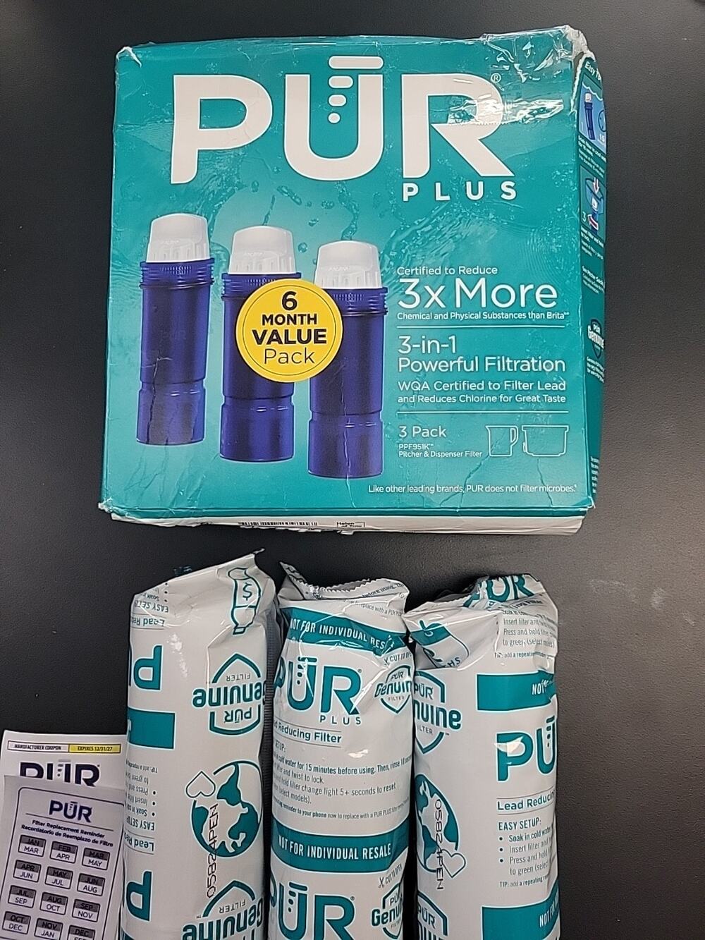 12722 PUR PPF951K Lead Reduction Water Pitcher Replacement Filter 3 Pack